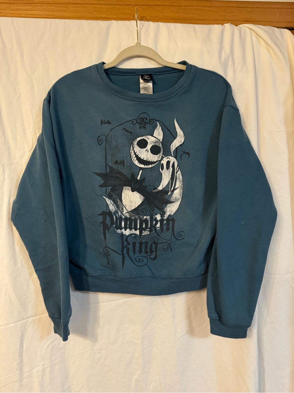 Disneys Nightmare Before Christmas Teal Pull Over Sweatshirt Jack Skellington